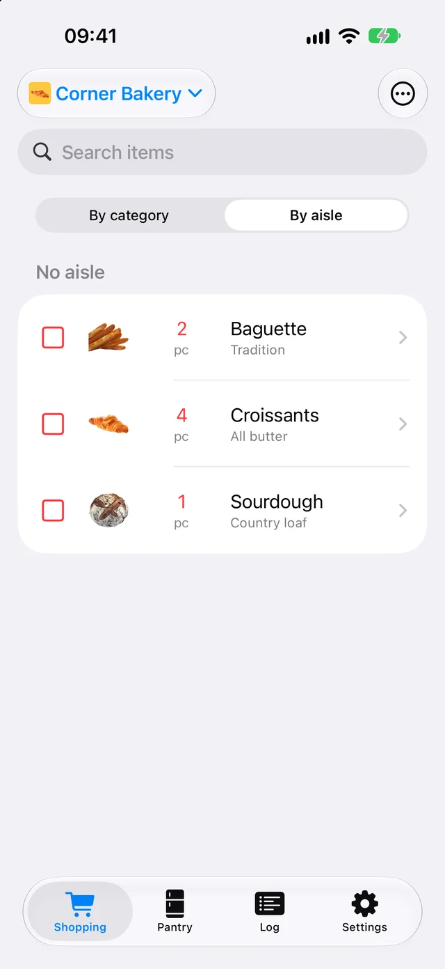 The Corner Bakery list: baguette, croissants and sourdough